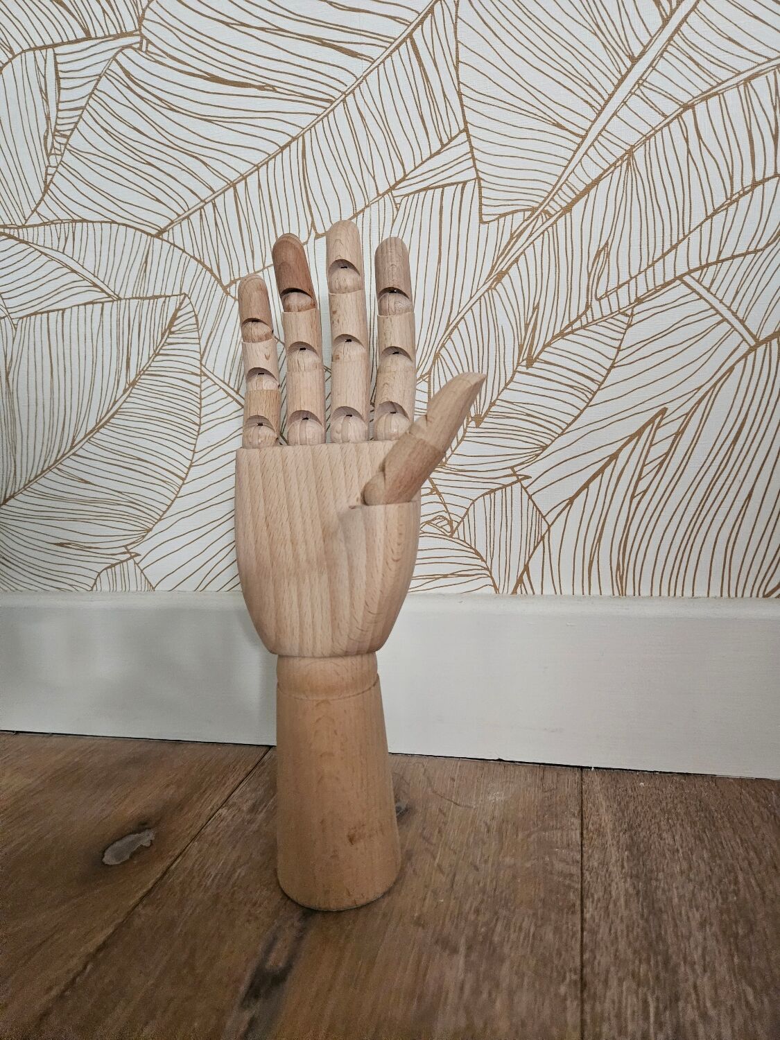 Large articulated wooden hand