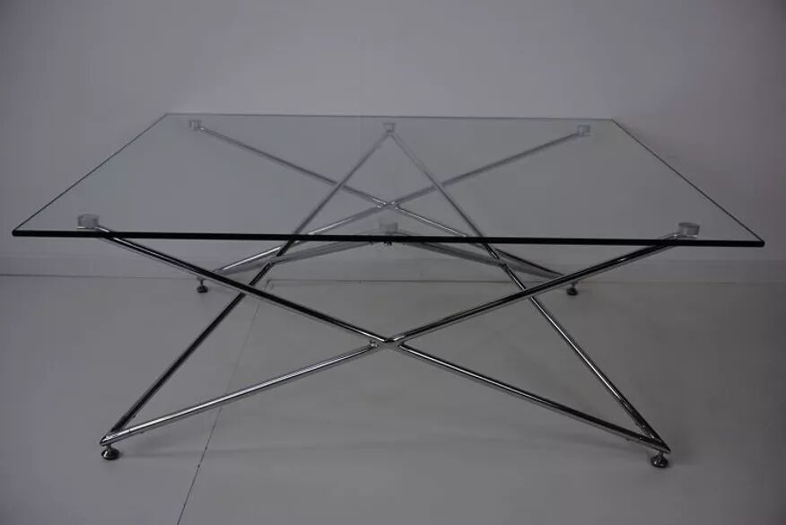 Table basse chrome et verre