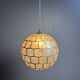 Midcentury mother of pearl Capiz shell & brass sphere large pendant, 1960s