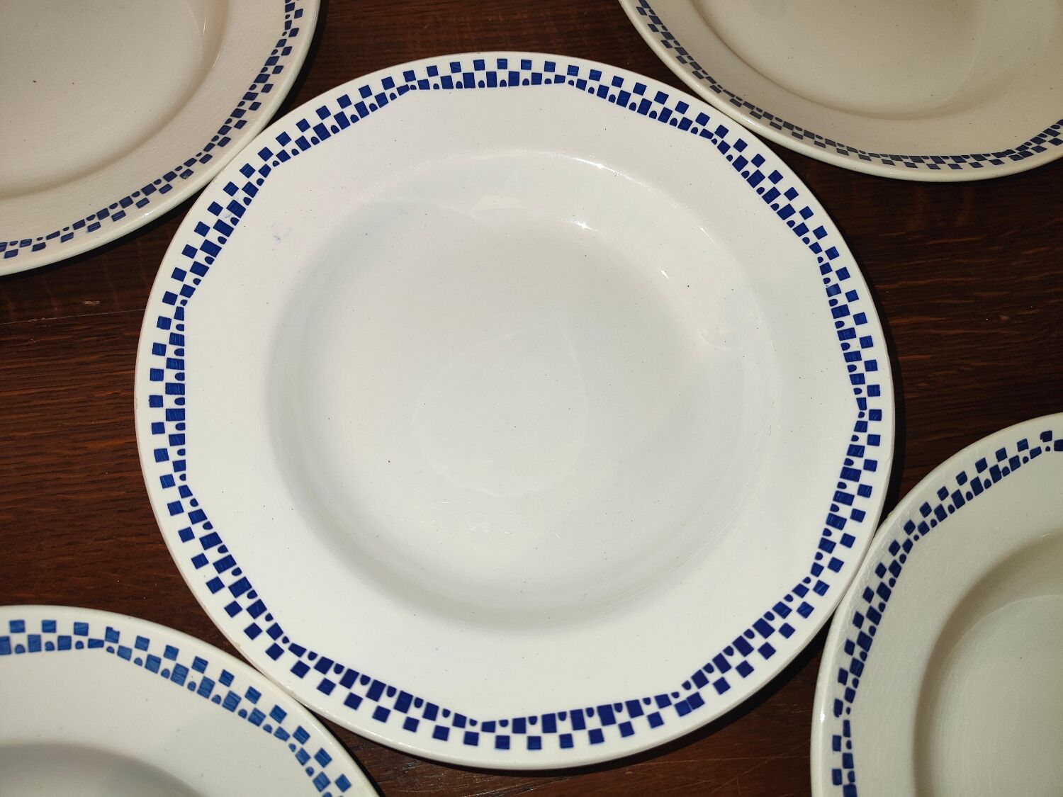 6 hollow plates Moulin des loups and Hamage Orchies France patterned 50s