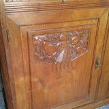 Art deco buffet  in blond oak with shelf marble