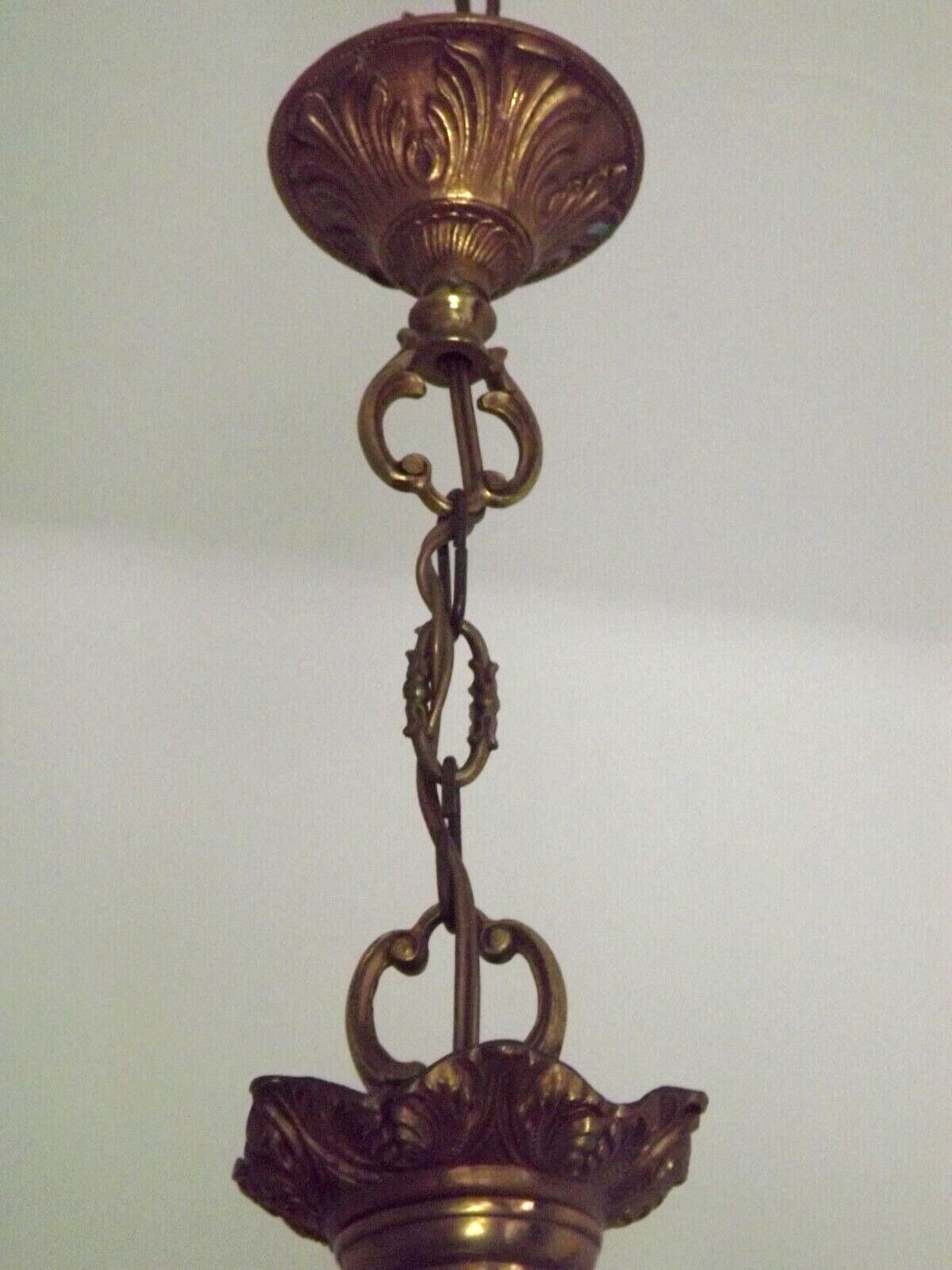 French vintage heavy brass 6 light empire style chandelier