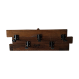 Wall Coat Door Old Oak Parquet - 5 Vintage Black Metal Patères