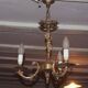 Vintage Italian bronze brass three-branch female figurine chandelier c. 1950s