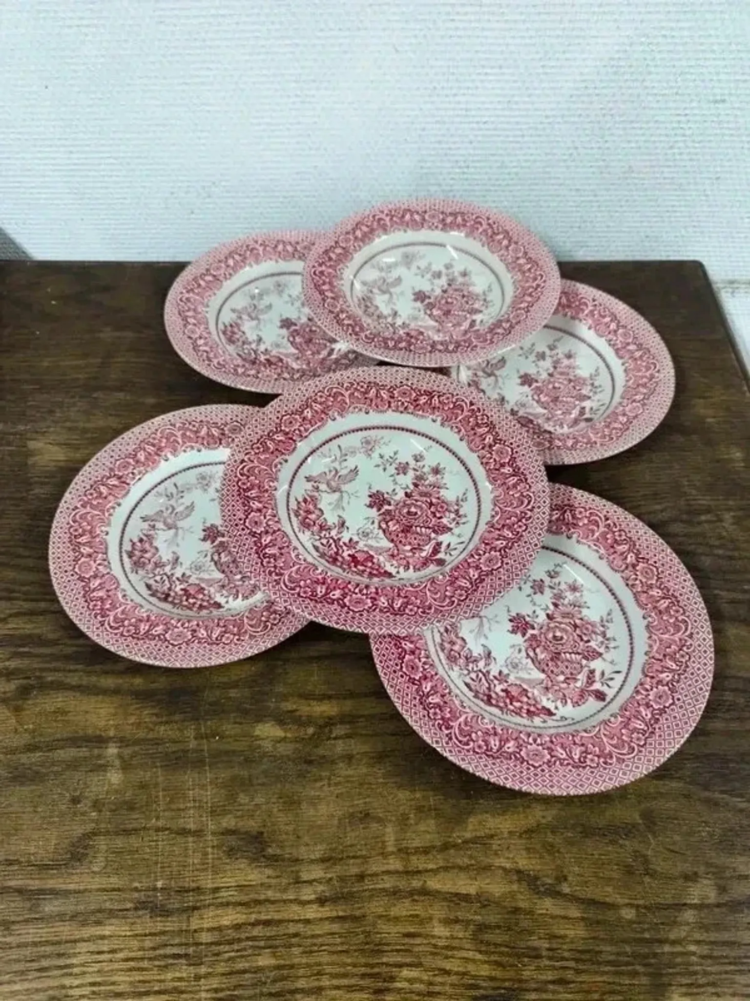 Set of 6 vintage English deep plates – Jardinière model
