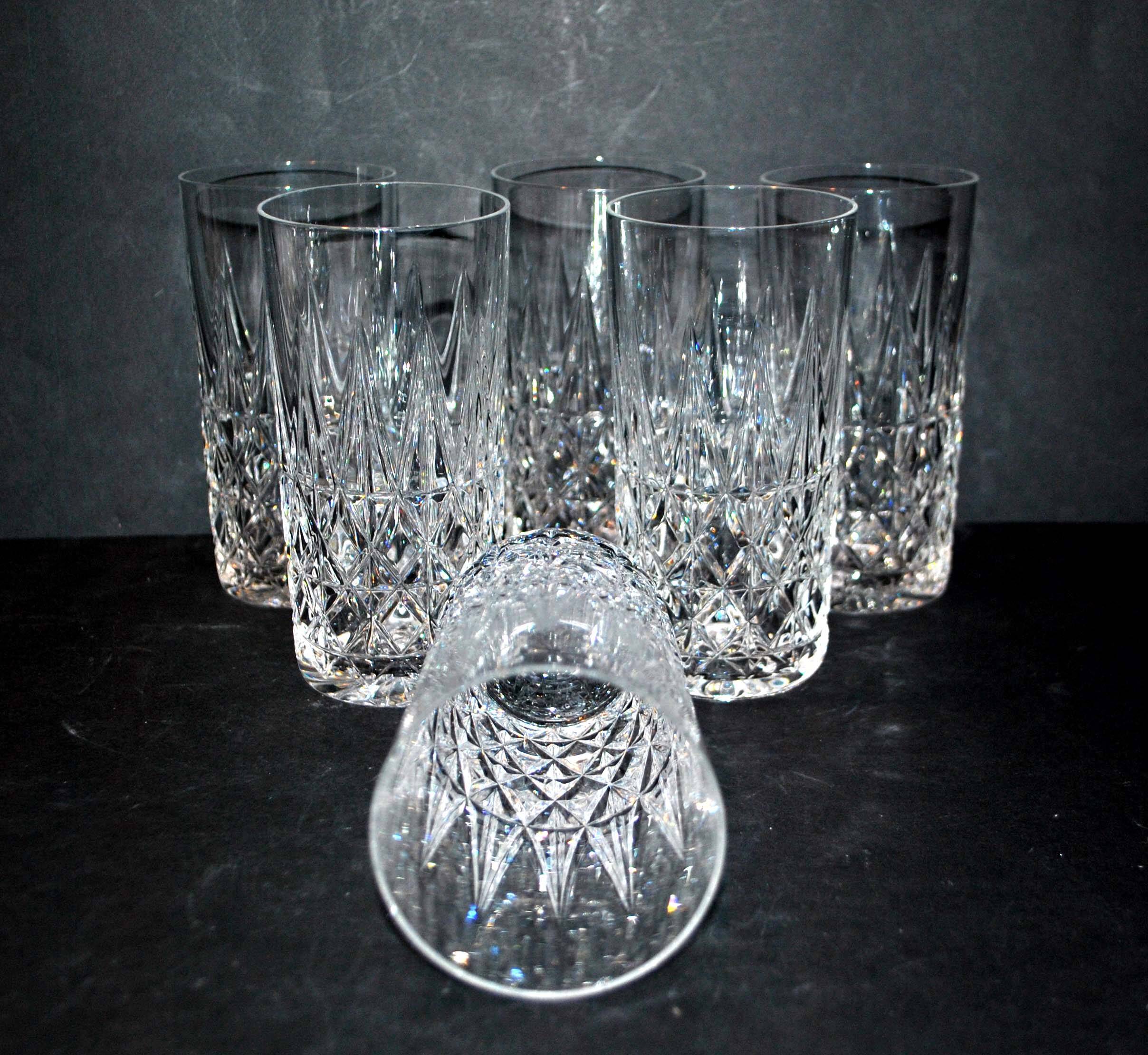 SAINT-LOUIS Series of 6 TARN juice glasses in vintage cut crystal 1960-70 water glass, longdrink