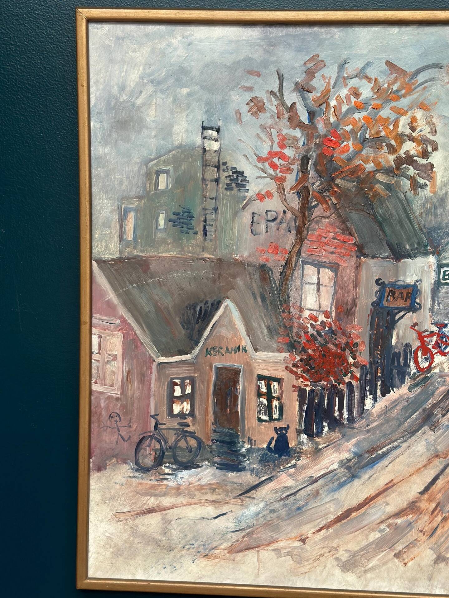 Original Swedish Oil On Panel – “Bygatan” By Kai Nielsen – Signed