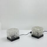Pair of Vintage Cube Lamps – Textured Glass Wall or Ceiling Lights