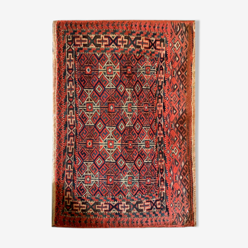 Handmade Antique Persian Turkmen Wool Rug- 44x65cm