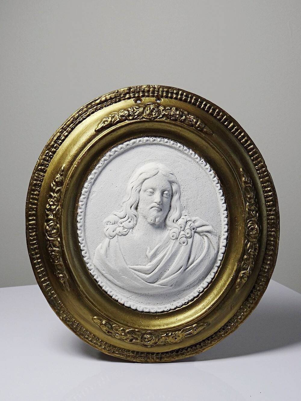 Religious wall medallion Christ plaster antique 19th century Louis XVI style 19th century