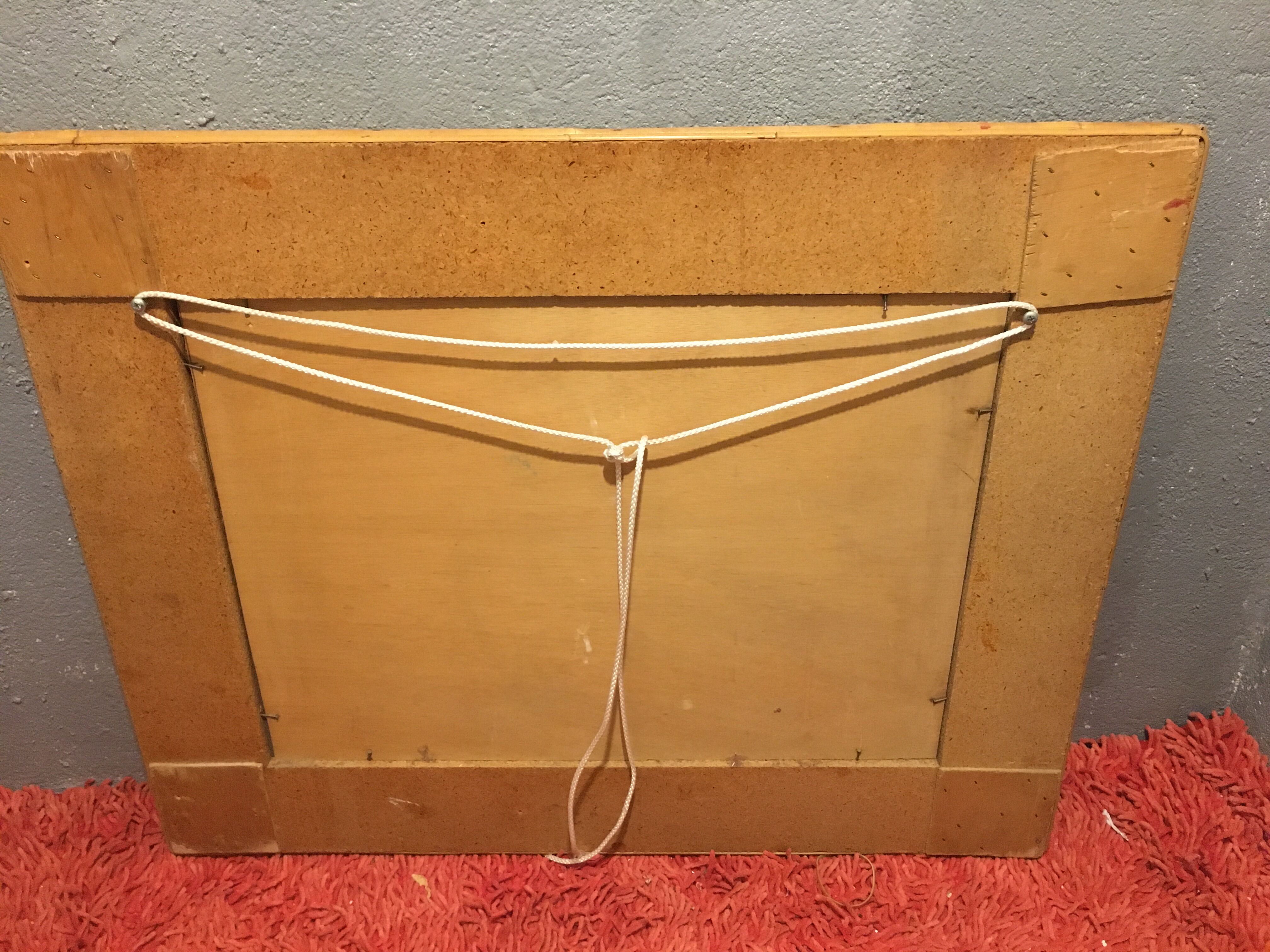 1970s mirror bamboo and rattan