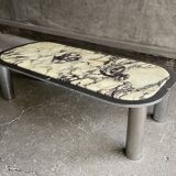 Italian marble and chrome coffee table, 1970s