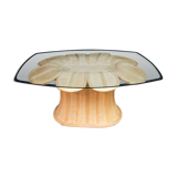 Hollywood Regency Italian rattan dining table 1970