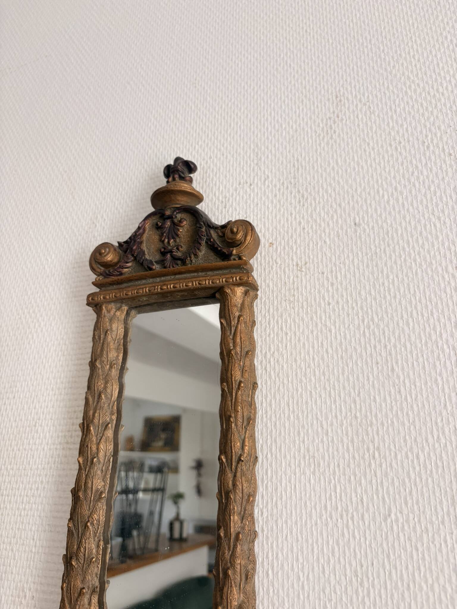 Mirror Witch Trumeau Wall Light Louis XVI Style Vintage Gilded Drapery
