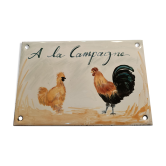 Plaque en fonte émaillée thématique campagnarde peinte à la main
