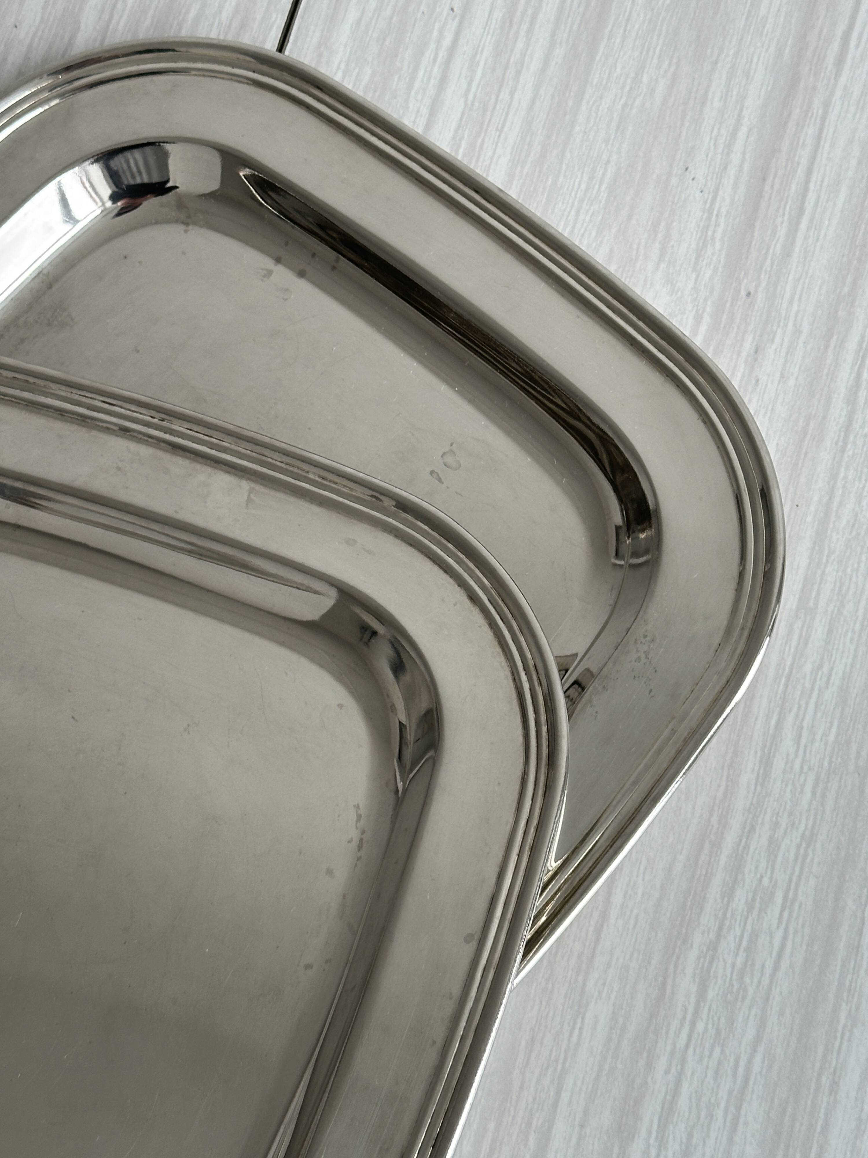 Shiny metal rectangular tray