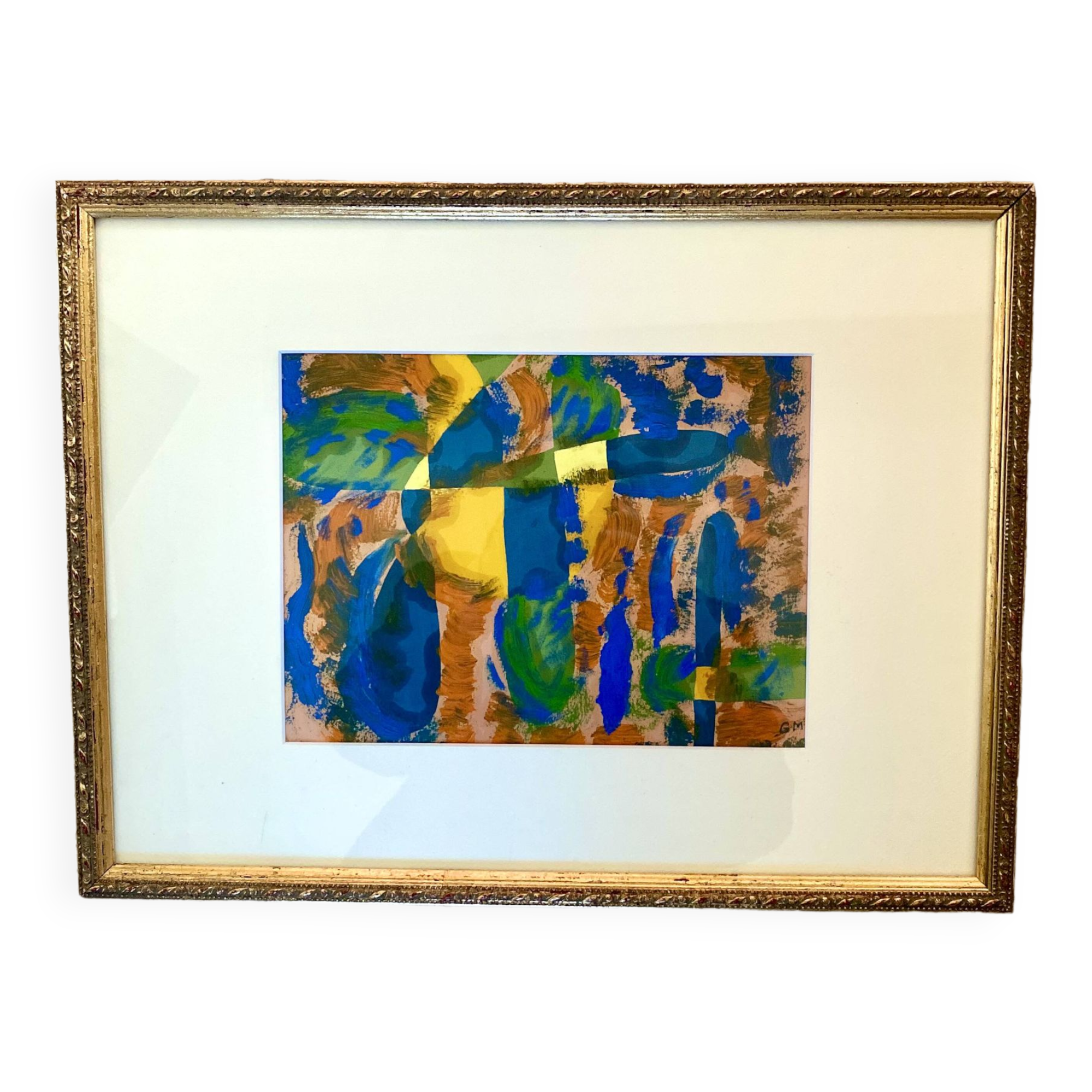 Oil on paper, wooden frame, glass
