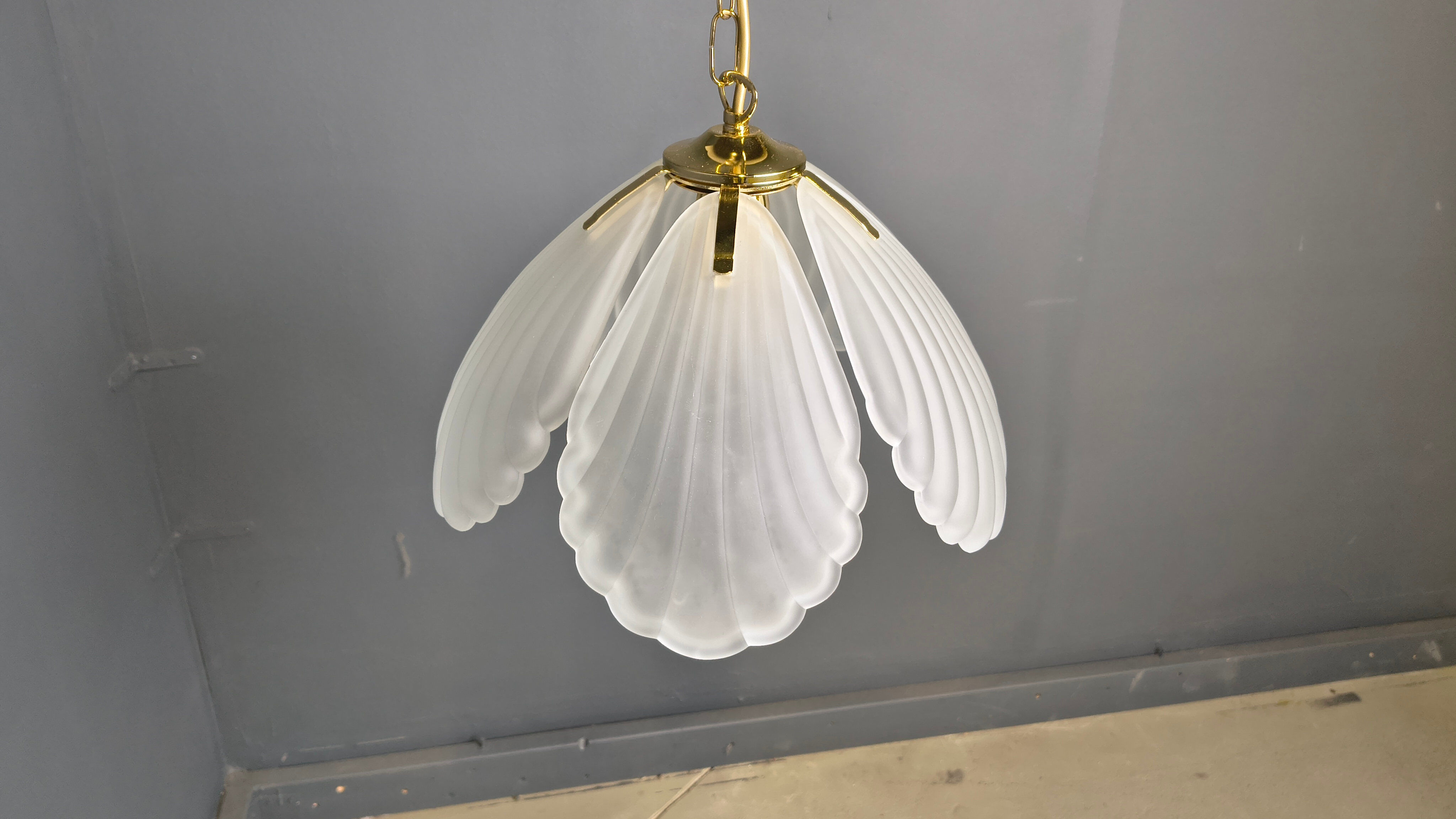 Vintage Italian glass and brass chandelier, 1970s