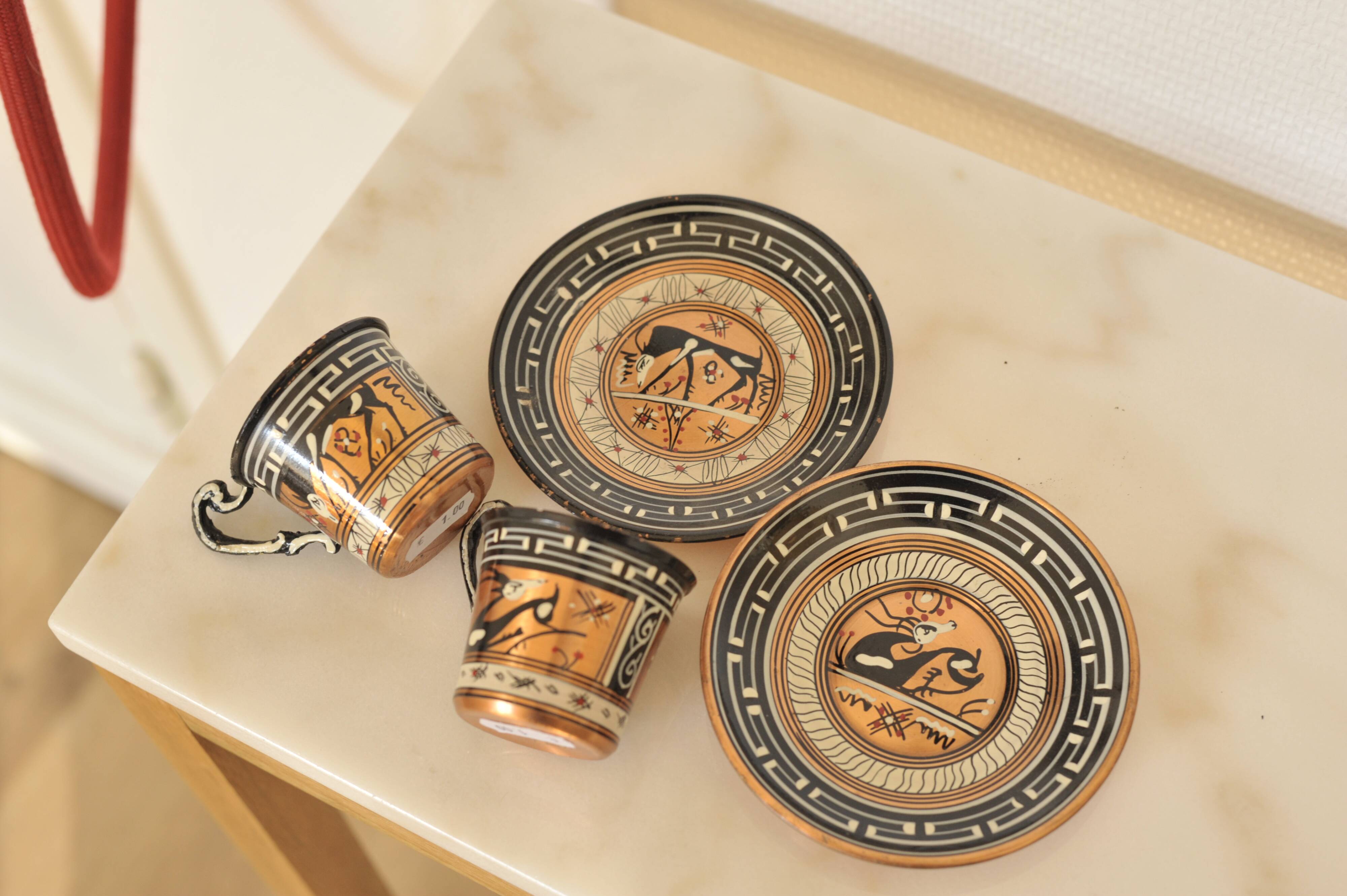 2 Greek espresso cups