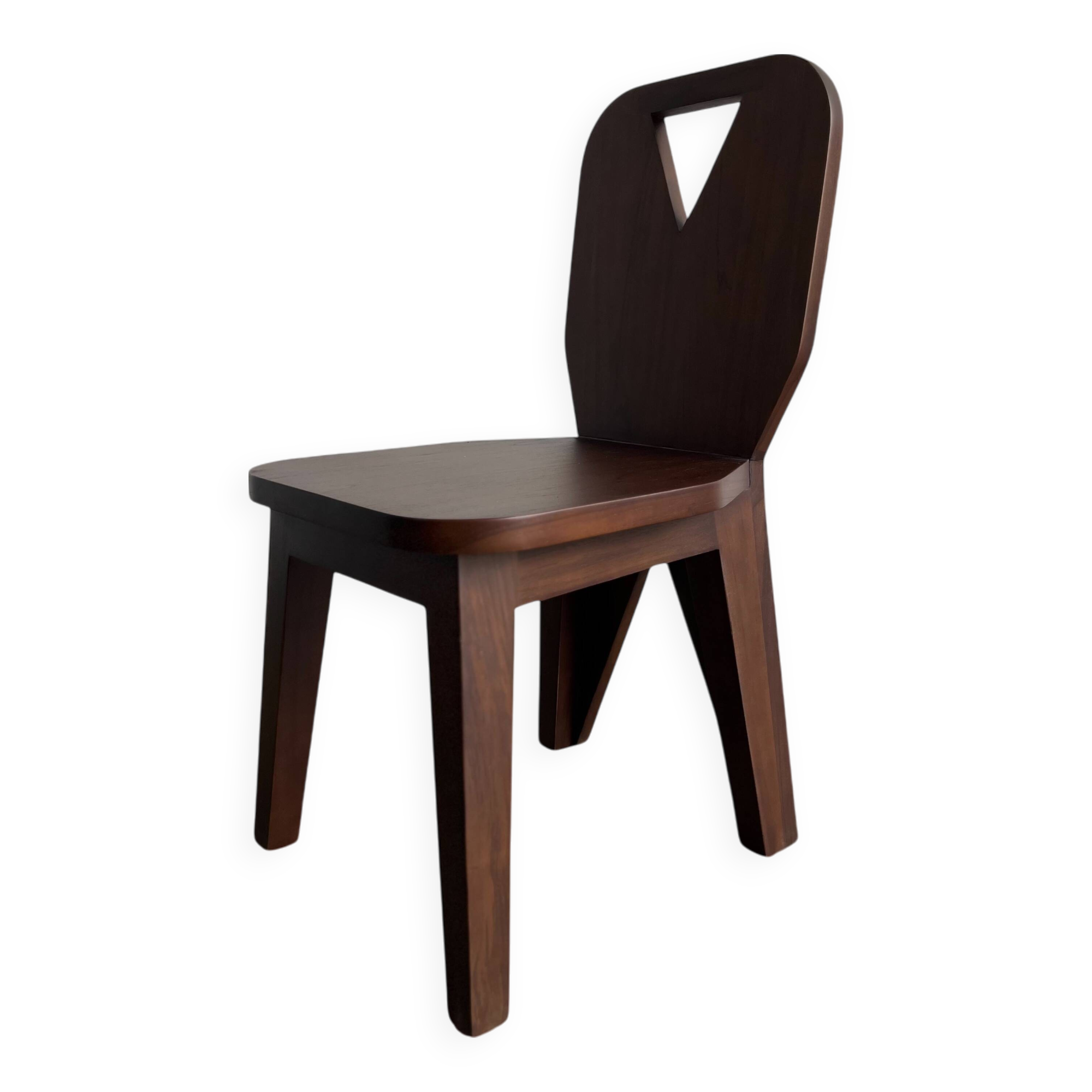 retro brutalism chair in dark solid wood