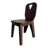 retro brutalism chair in dark solid wood