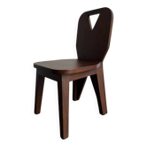 retro brutalism chair in dark solid wood