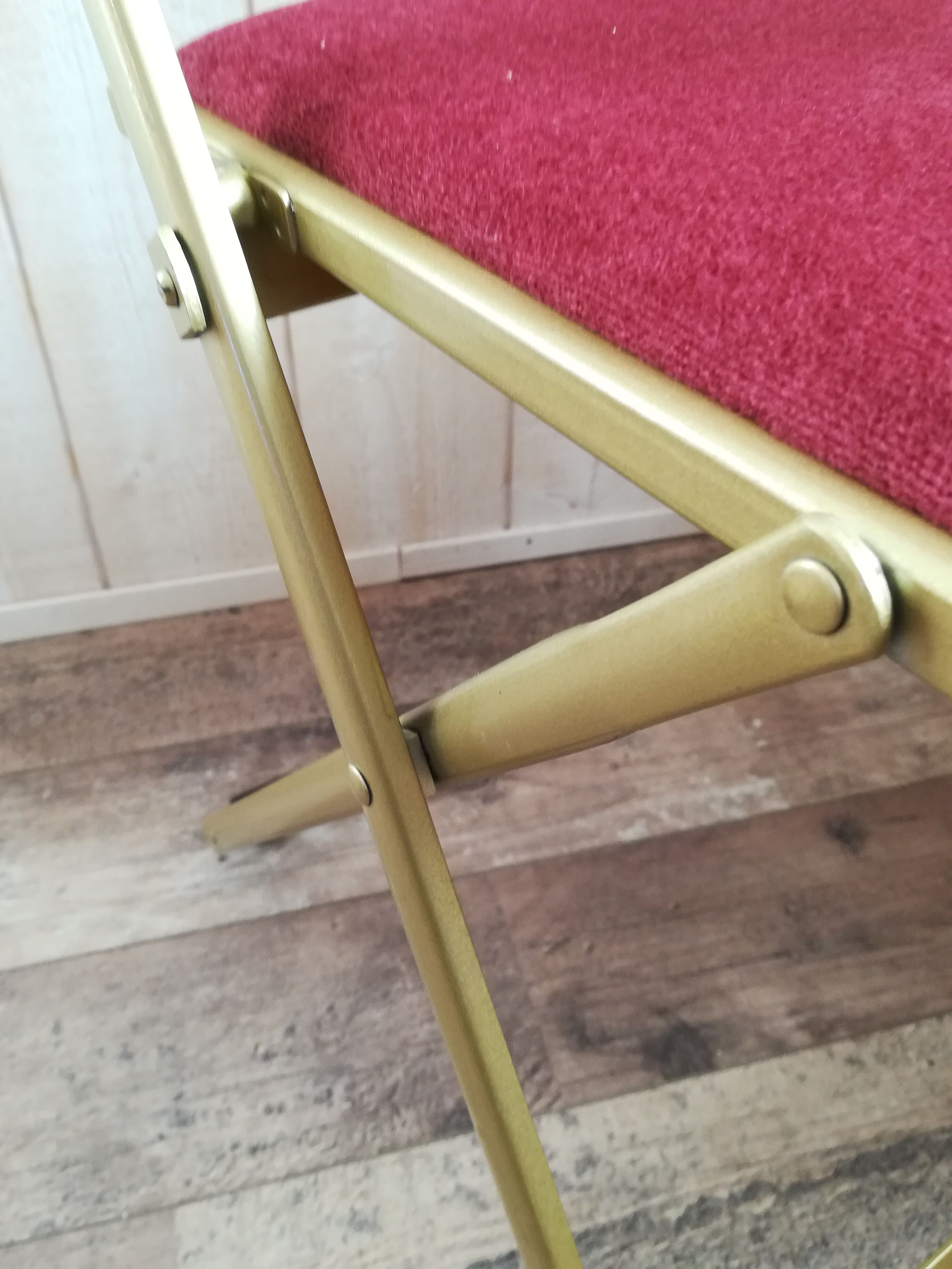 Pink velvet folding chair