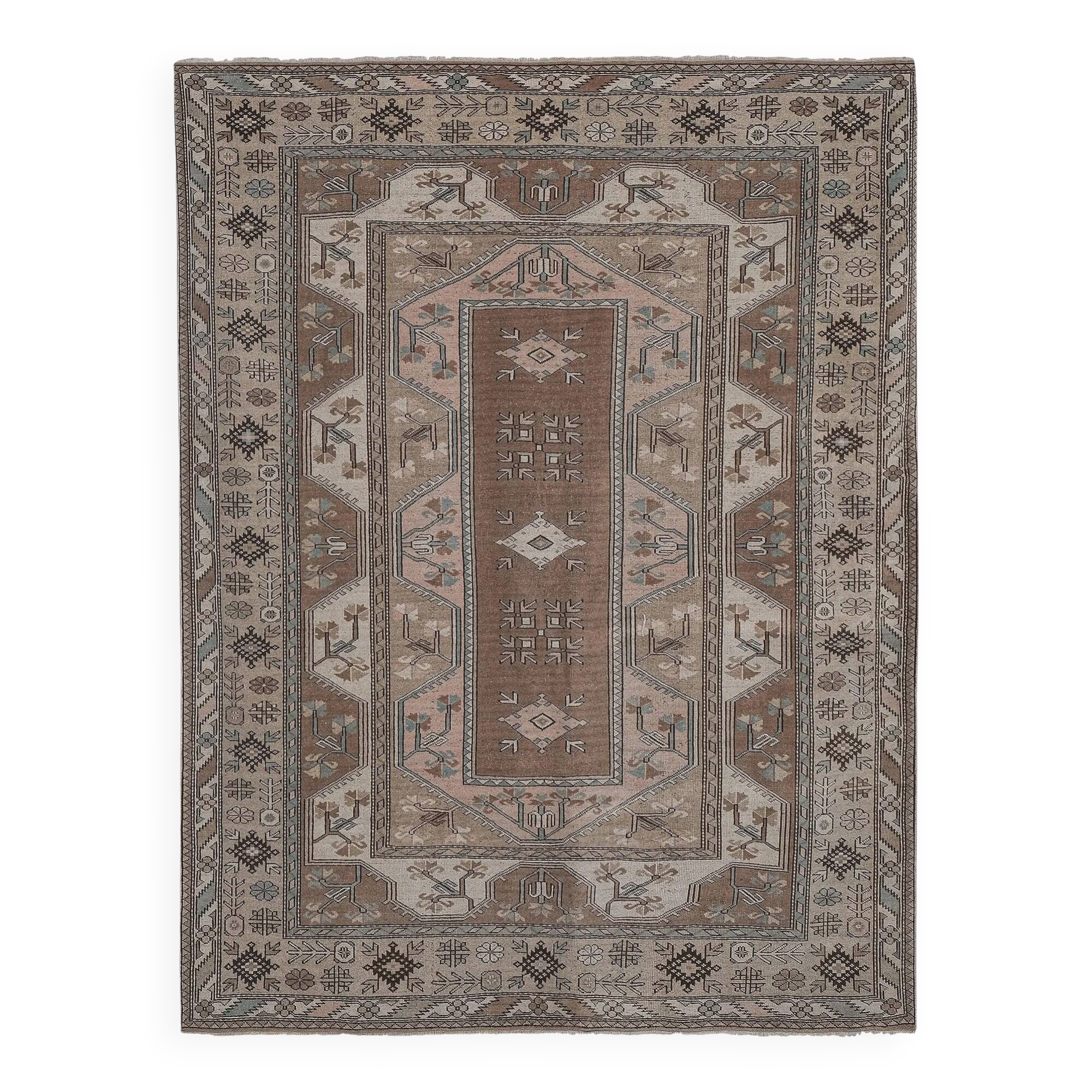 Vintage Turkish Oushak rug 217x272 cm