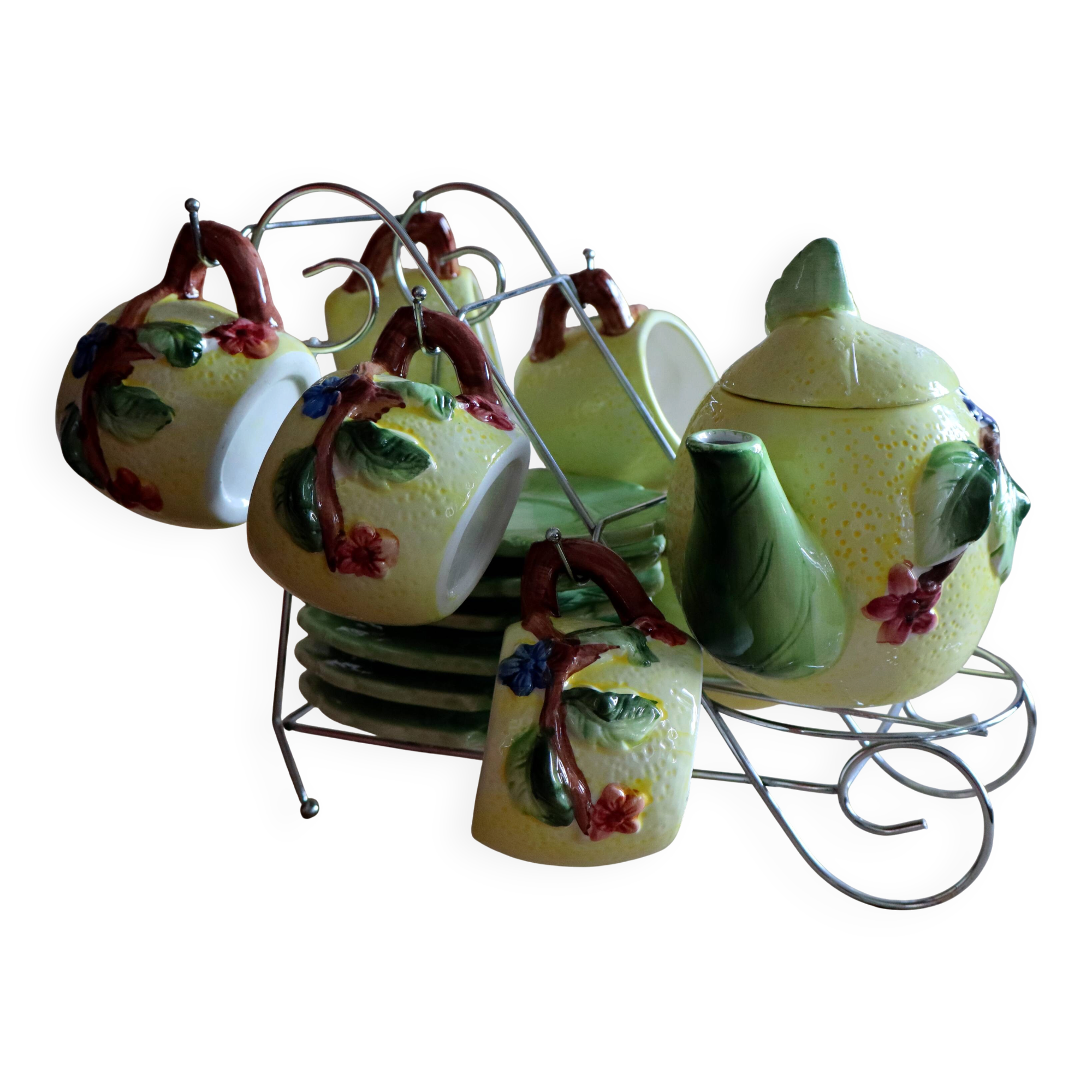 Tea / coffee service in earthenware "Lemon" on display – 15 pieces