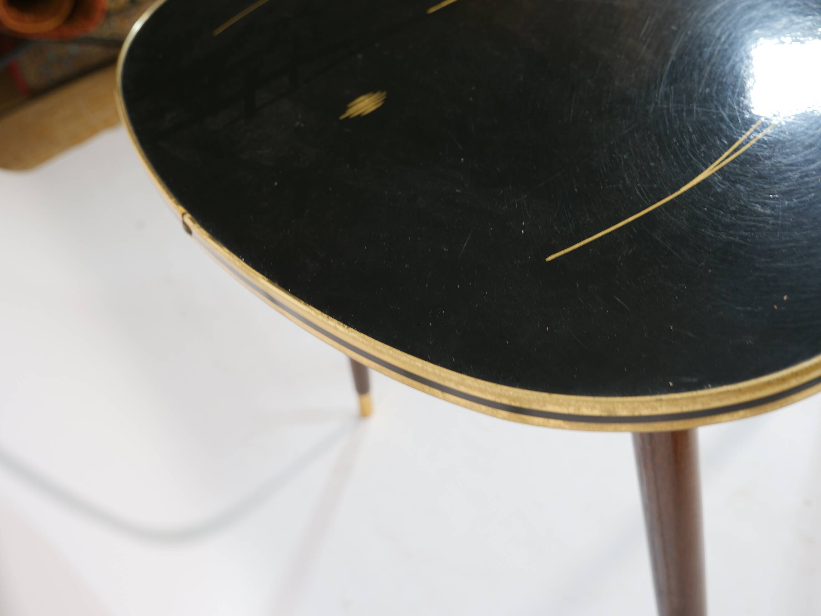 XL Gold-Rimmed Kidney Table 1960s Coffee Table
