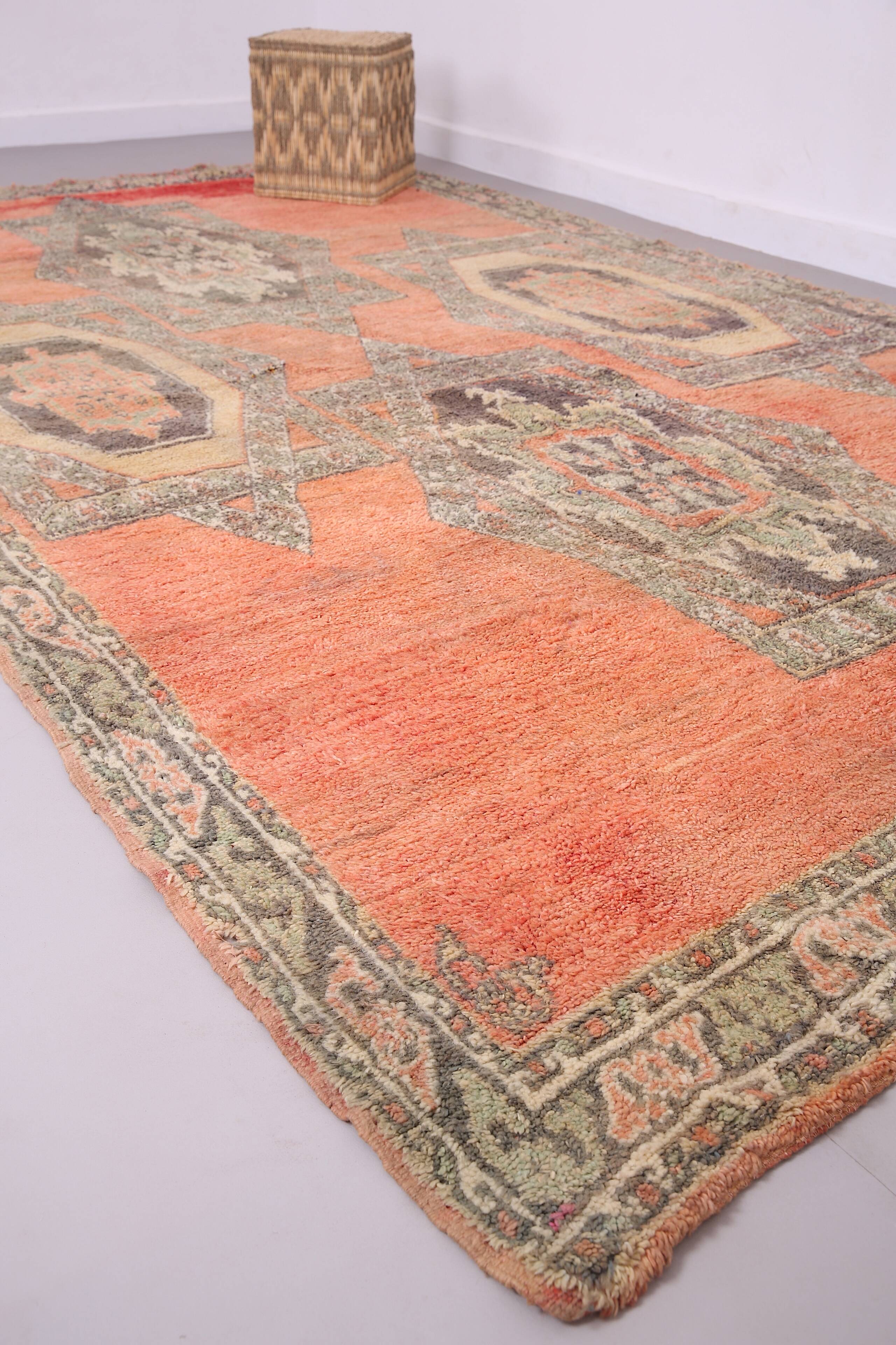Vintage Handmade Moroccan Rug 213 x 363 cm - Peach Moroccan Rug Berber