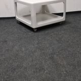 Vintage,white cubed side or coffee tableon wheels