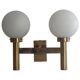Double opal glass and heavy brass, large minimalist cinema wall light, 1960s, Germany