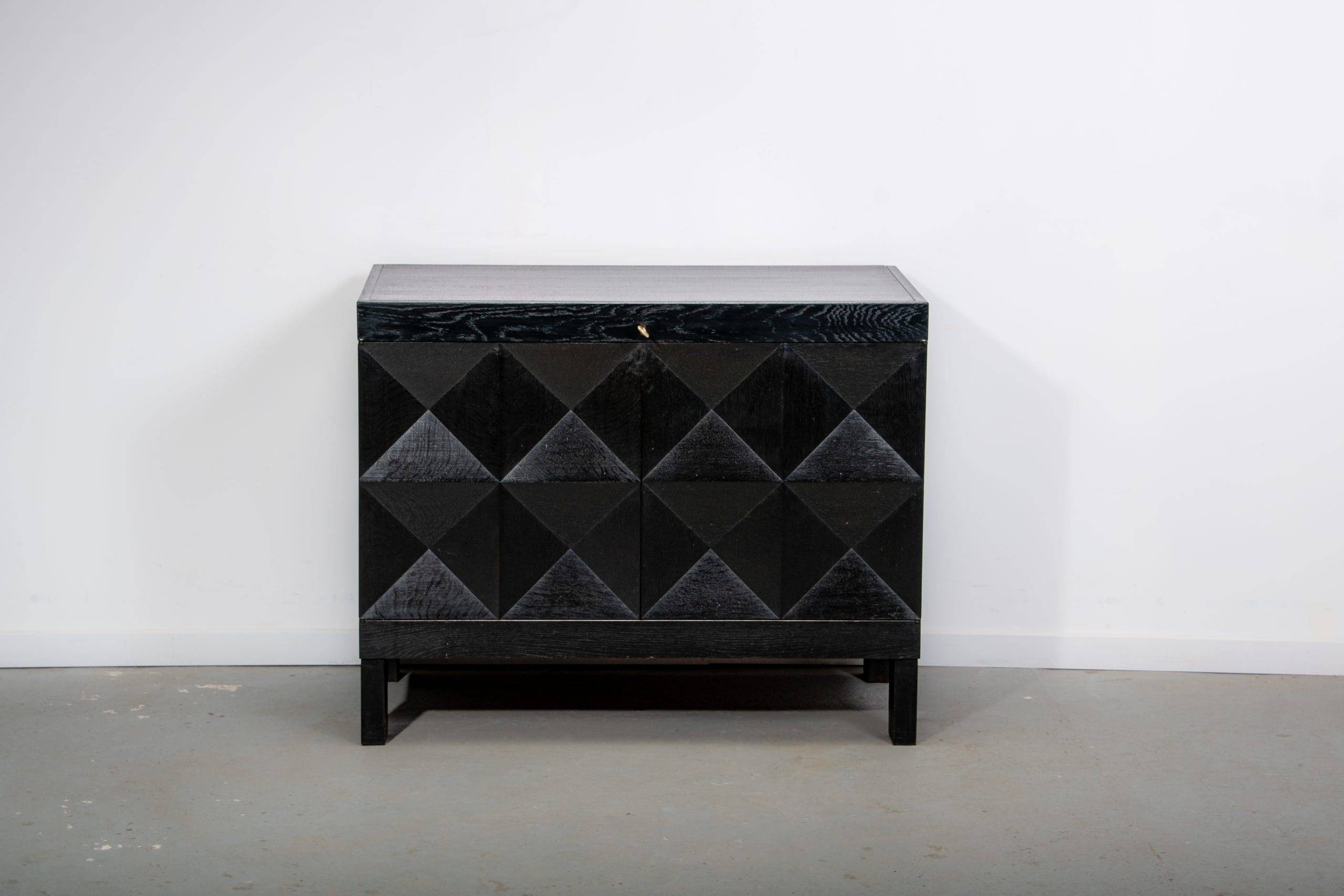 Ebonized brutalist bar cabinet by J. Batenburg for MI Belgium, 1960s