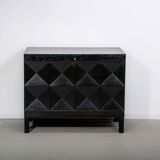 Ebonized brutalist bar cabinet by J. Batenburg for MI Belgium, 1960s