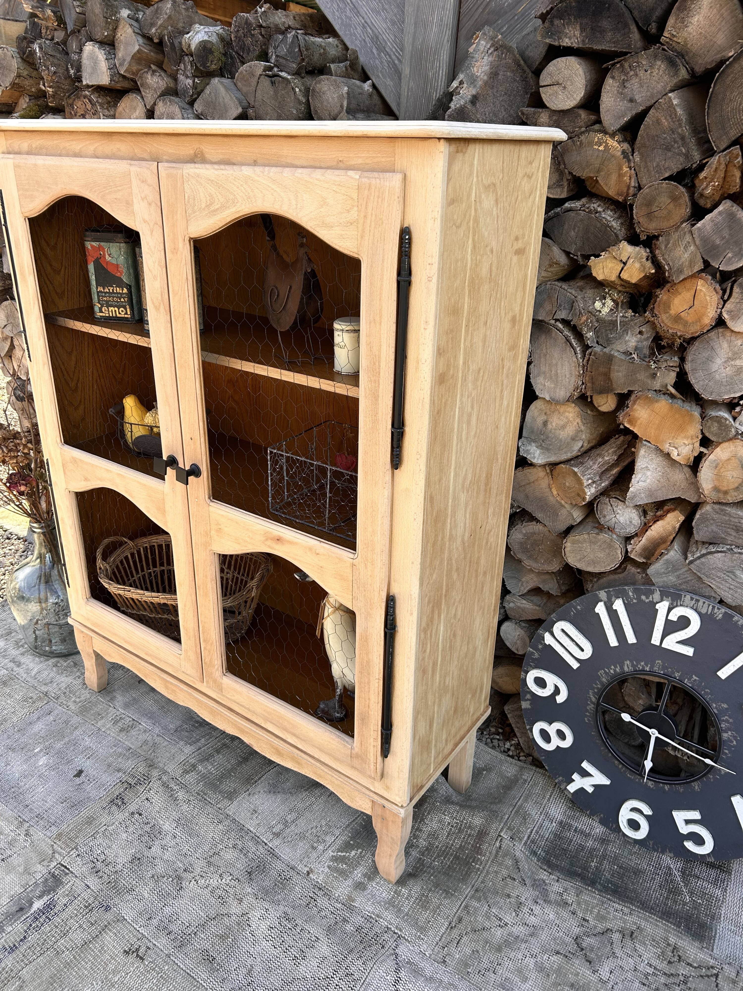 Refurbished solid wood display cabinet/sideboard