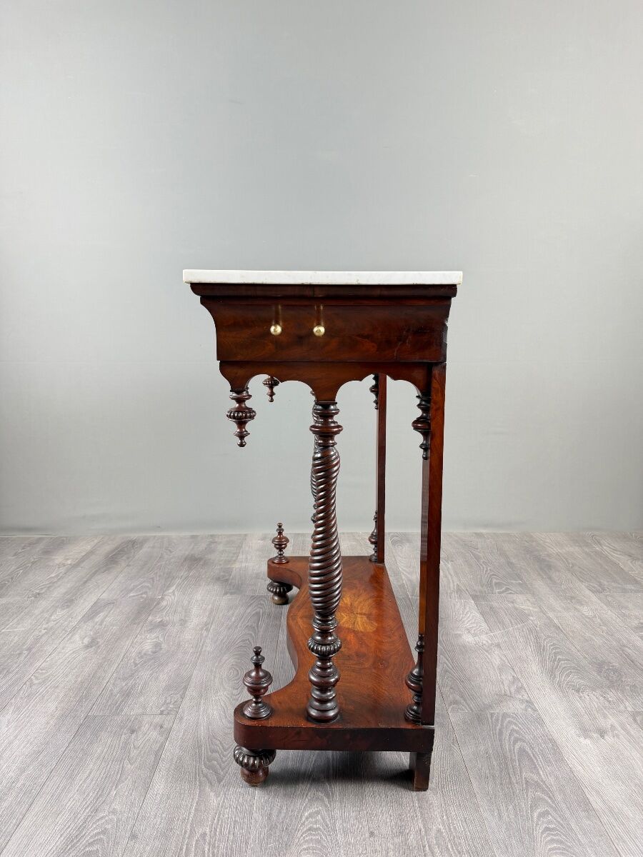 Console Napoléon III en acajou et marbre blanc, XIXe Siècle