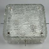 60s 70s ice glass flush mount ceiling lamp by Kaiser Leuchten Germany