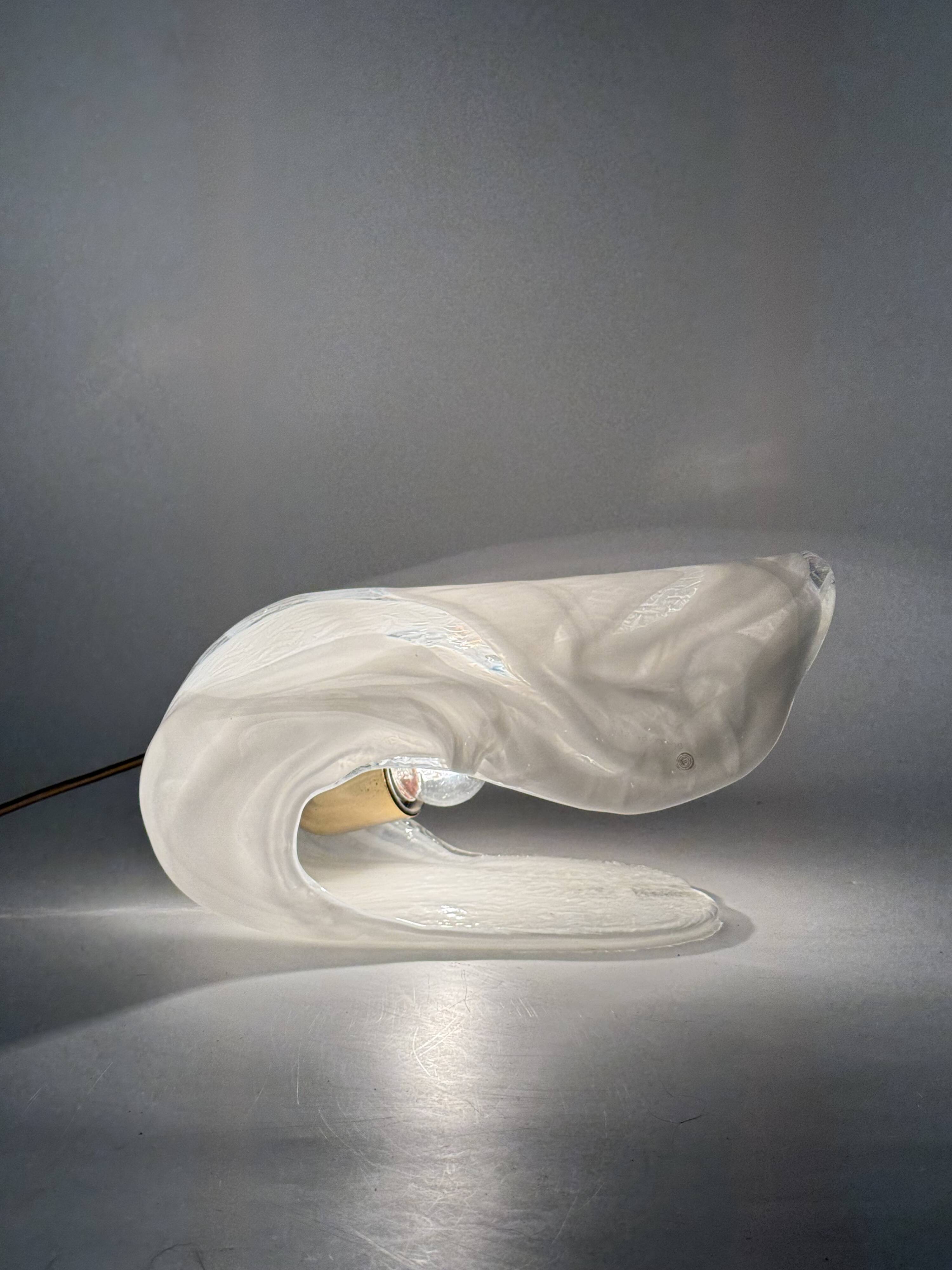 Murano blown shell shaped glass sculptural table lamp, La Murrina Italy 197