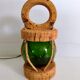 Vintage floating marine lamp made of cork and glass.