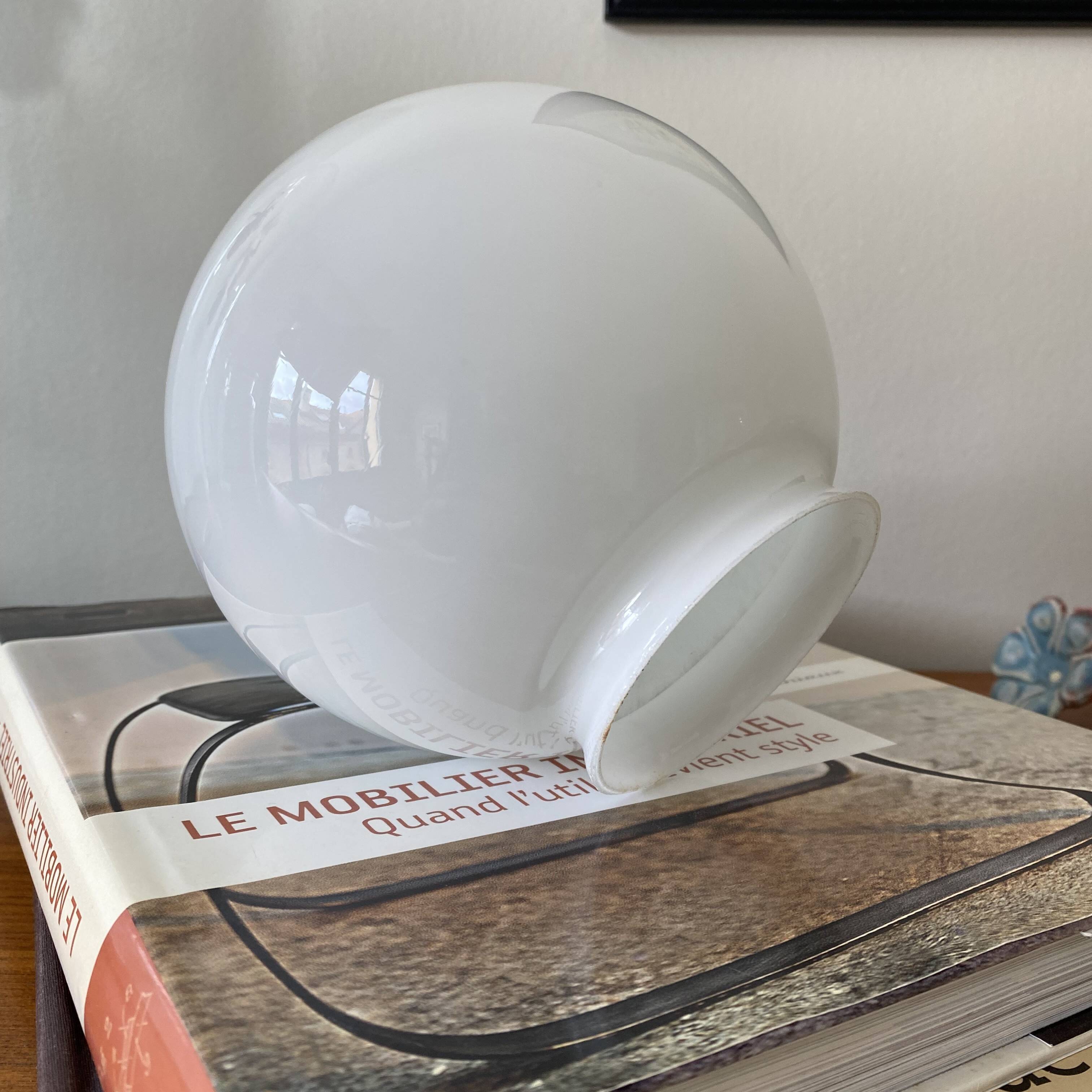 Antique opaline glass globe, 15 cm diameter for wall lamp chandelier.