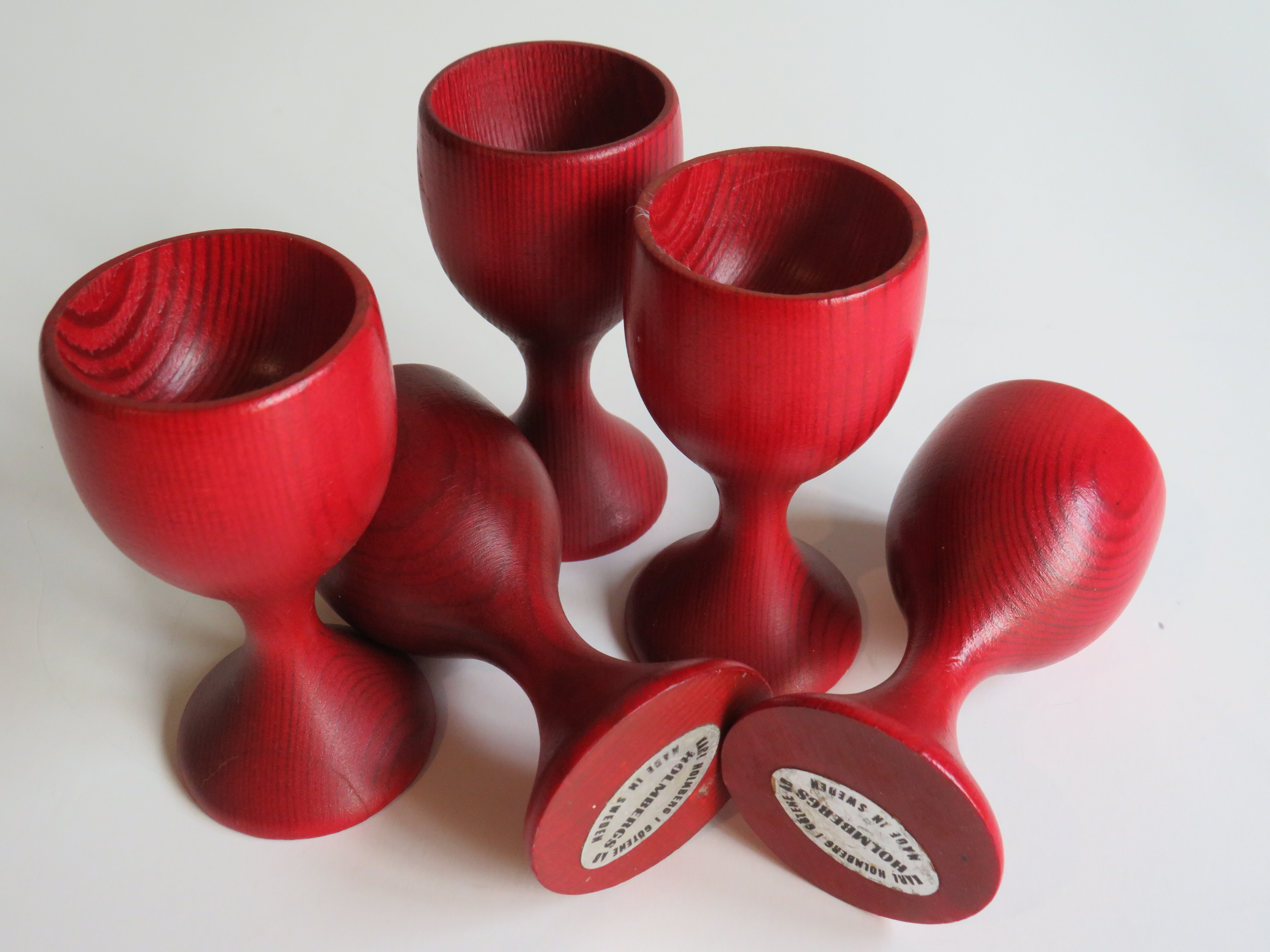 Lot of 5 eggcups, Holmbergs Sweden 1950