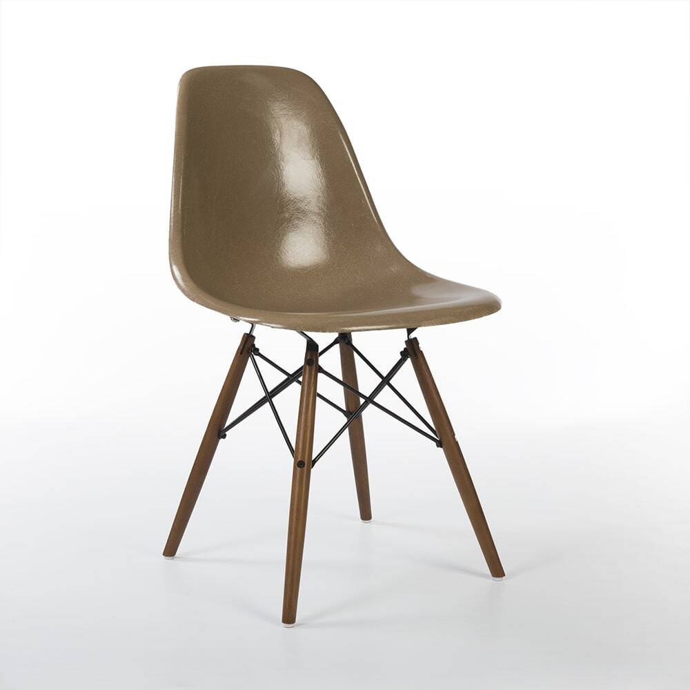 Tan Herman Miller Original Eames DSW Dining Side Shell Chair