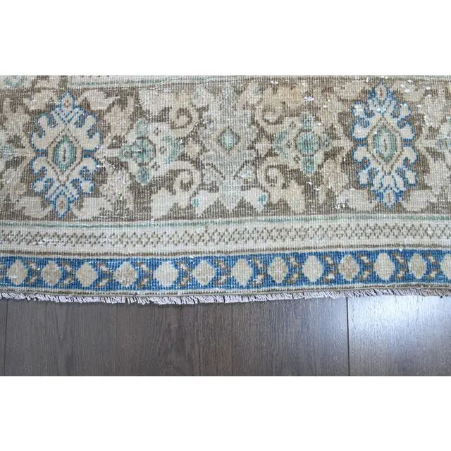 1970s Vintage Persian Handmade Wool Cotton Light Beige Area Rug