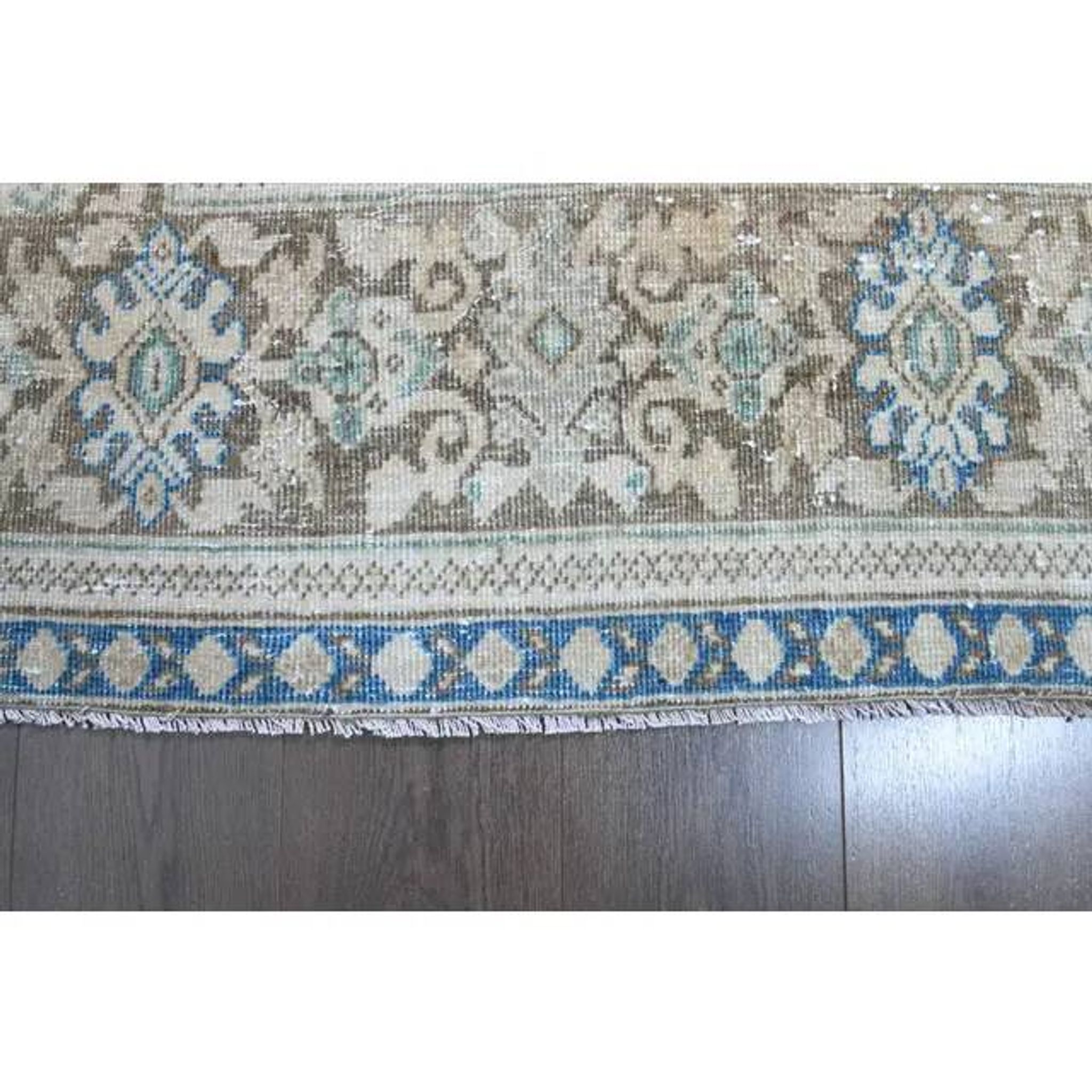 1970s Vintage Persian Handmade Wool Cotton Light Beige Area Rug