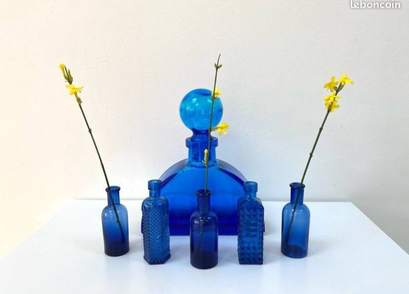 Antique XL bottle / Cobalt blue glass vase