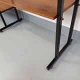 Vintage Italian triple modular bookshelf in teak and metal.