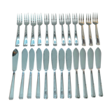 Stainless fish cutlery, 12 knives and 12 forks