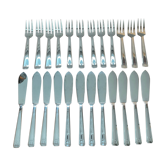 Couverts à poisson inoxydable, 12 couteaux et 12 fourchettes