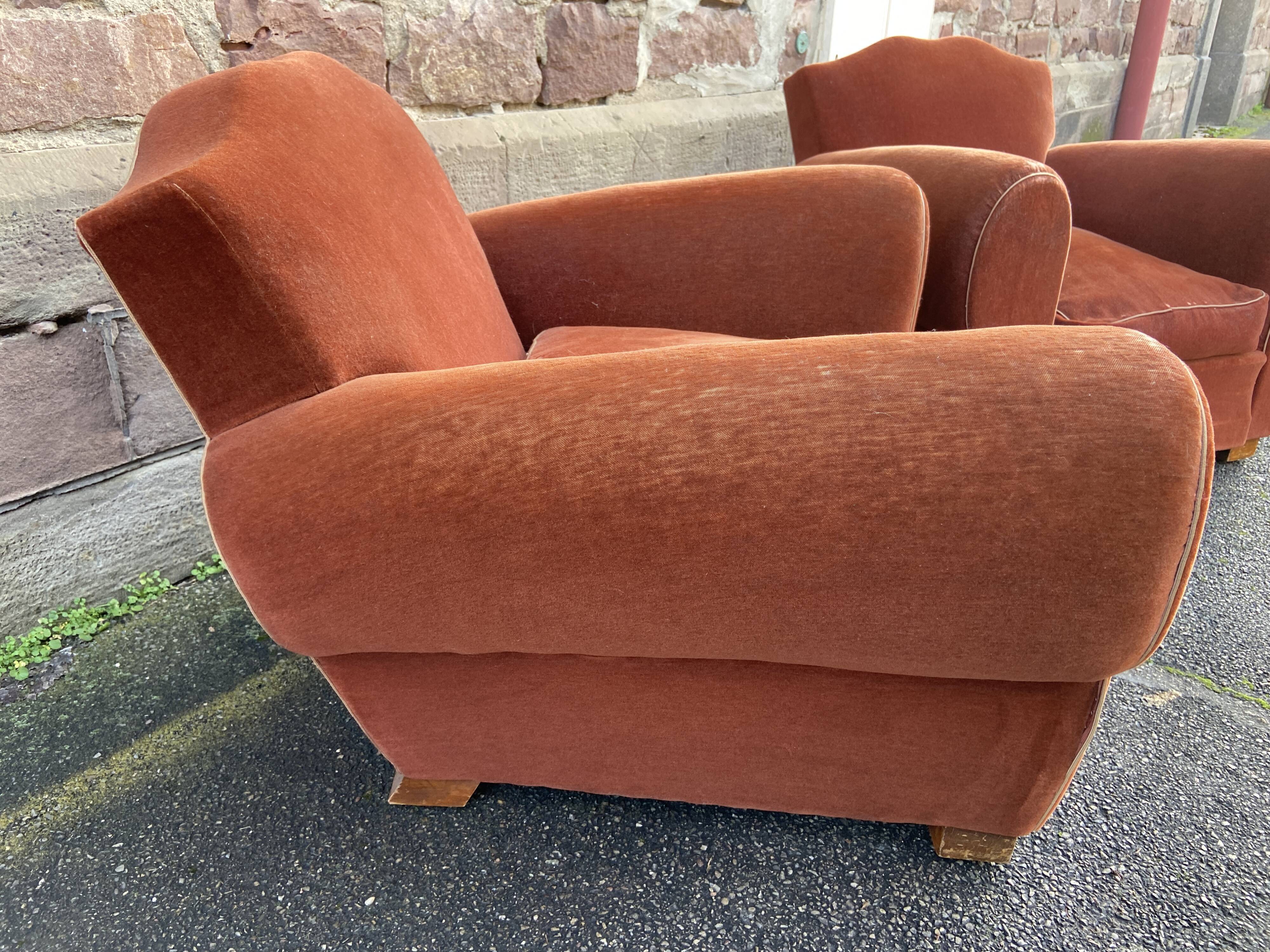 Paire de fauteuils club Art déco 1950